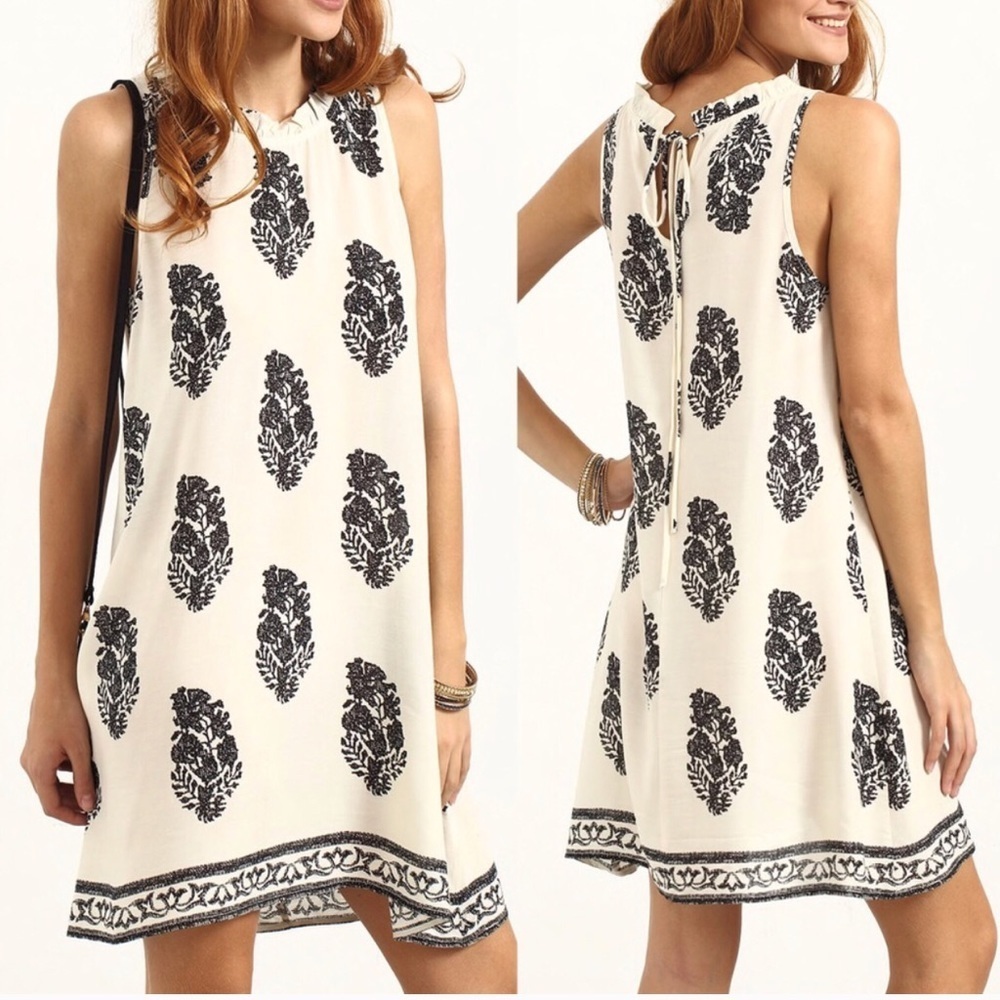 Boho NWT cream and black light weight dress!